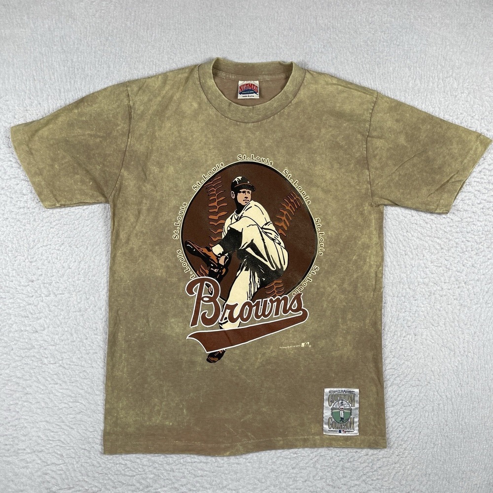Nutmeg‎ St Louis Browns T-Shirt Men Large Brown 1991 Vintage Cooperstown MLB USA